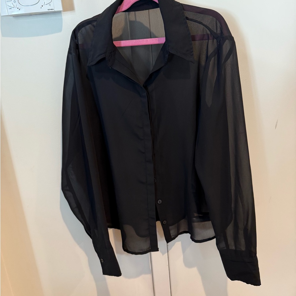 Abercrombie & Fitch Black Sheer Button Down Shirt